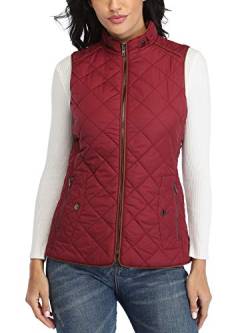 Wudodo Steppweste Damen Weste mit Stehkragen Weste Jacke Reißverschluss Steppweste Winter Warm Ultraleicht, Rot von WUDODO