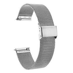 WUDQIJI Ersatzarmband Edelstahl Uhrenarmband Mesh 16mm Metall Uhrenarmbänder Edelstahl Mesh Uhrenarmband Schnellspanner Armband Schnellverschluss Uhrenarmband für Herren Damen Smart Watch(16mm) von WUDQIJI