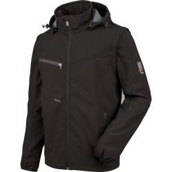 WÜRTH MODYF Softshelljacke Stretch X – hochwertige Arbeitsjacke für Zimmermänner oder Dachdecker in der Größe 3XL – wasserabweisend (8.000 mm WS) mit abnehmbaren Ärmeln & Kapuze – in schwarz von WÜRTH MODYF