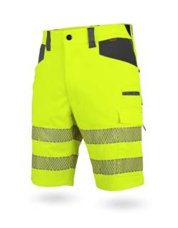 WÜRTH MODYF Warnschutz Arbeitsshorts Neon EN 20471 1 - professionelle Arbeitshose für Herren - Warnschutzhose mit Reflektoren - in der Größe 50 in Gelb von WÜRTH MODYF