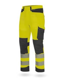 WÜRTH MODYF Warnschutz Bundhose Fluo EN 20471 - professionelle Arbeitshose für Herren - Warnschutzhose mit Knieschutztaschen - in der Größe 60 in Gelb von WÜRTH MODYF