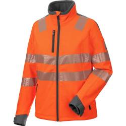 WÜRTH MODYF Warnschutz Softshelljacke Neon Damen – hochwertige & reflektierende Arbeitsjacke in M – winddicht, atmungsaktiv & wasserabweisend (8.000 mm WS) – in Orange von WÜRTH MODYF