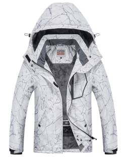 WULFUL Damen Schneejacke Schneejacke Bergwinddicht Wintermantel mit abnehmbarer Kapuze, Digital Printing-hs05, X-Large von WULFUL