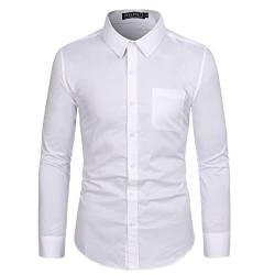 WULFUL Herren Casual Langarm Kleid Hemd Print Baumwolle Business Button Down Shirts Regular Fit, Weiß 209, Groß von WULFUL