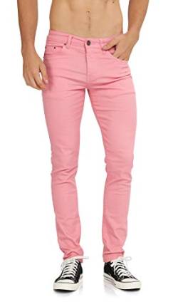 WULFUL Herren Jeans Skinny Slim Fit Stretch Comfy Fashion Denim Pants - Pink - 42W / 32L von WULFUL