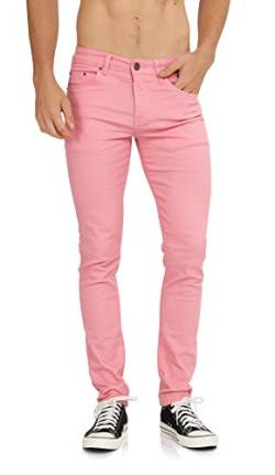 WULFUL Herren Skinny Slim Fit Stretch Comfy Fashion Denim Jeans Hose - Pink - 31W / 31L von WULFUL