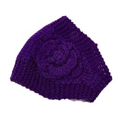 WUODHTW Damen-Kopfbedeckung, Blume, breite Kante, gestrickt, Wolle, Stirnband, Haarschmuck von WUODHTW