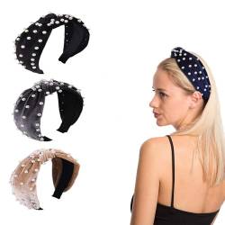 WUODHTW Damen-Stirnbänder, modisch, Samt-Perlen, Haarschmuck, Valentinstag, Geburtstag, Geschenk, Kopfbedeckung (3 Stück) von WUODHTW
