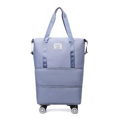 WUODHTW Reisetasche, Sporttasche, Sporttasche, Übernachtungstasche, erweiterbares Gepäck, faltbare Reisetasche, blau, Einheitsgröße, Lässiger Tagesrucksack von WUODHTW