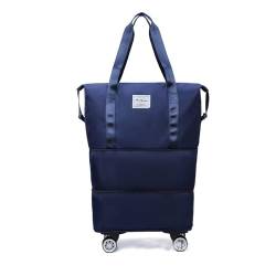 WUODHTW Reisetasche, Sporttasche, Sporttasche, Übernachtungstasche, erweiterbares Gepäck, faltbare Reisetasche, dunkelblau, Einheitsgröße, Lässiger Tagesrucksack von WUODHTW