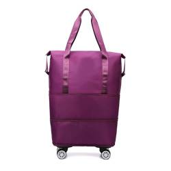 WUODHTW Reisetasche, Sporttasche, Sporttasche, Übernachtungstasche, erweiterbares Gepäck, faltbare Reisetasche, rotviolett, Einheitsgröße, Lässiger Tagesrucksack von WUODHTW