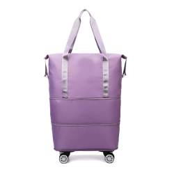 WUODHTW Reisetasche, Sporttasche, Sporttasche, Übernachtungstasche, für erweiterbare Gepäcktasche, faltbare Reisetasche, Violett, Einheitsgröße, Lässiger Tagesrucksack von WUODHTW