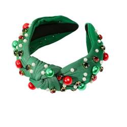 WUODHTW Stirnbänder Frauen Weihnachten Stirnband mit breiten Kanten Diamant besetzt Perle Stirnband Weihnachtsmann Haarschmuck von WUODHTW