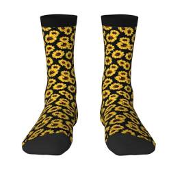 Einzigartige Socken für Erwachsene, Sonnenblumen-Druck, Unisex, athletische Socken für Damen und Herren, Crew-Socken, 2 Schwarz, 1, Einheitsgröße von WURTON