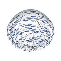 WURTON Elegante, kleine blaue Wal-Schwimm-Duschhaube, weich, leicht, Duschhaube für Damen, umweltfreundlich, atmungsaktiv von WURTON