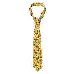 WURTON Herren-Krawatte, Motiv: Basset Hound Hund, Sommerbus, Palmen, lustige und formelle Krawatte, Afrika-Elefant, Einheitsgröße von WURTON