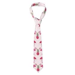 WURTON Herren-Krawatte mit Pudel-Motiv, einzigartiges Geschenk für Hochzeit, Business, Party, jedes Outfit, Pinke Flamingo-Ananas, Einheitsgröße von WURTON