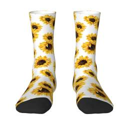 WURTON Unisex-Socken mit Sonnenblumen-Aufdruck, lang, knöchellang, für den täglichen Gebrauch, Weiss/opulenter Garten, Einheitsgr��e von WURTON