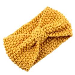 Solides gehäkeltes Headwrap Stirnband für Damen und Erwachsene, gehäkeltes Stirnband, warmes sperriges Stirnband (Gelb, freie Größe) von WUSHEU