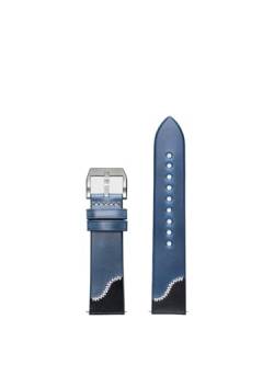 20 mm, 21 mm, 22 mm, modisches Design, Schnellverschluss-Uhrenarmband, Leder-Uhrenarmband (Color : Black Blue W S, Size : 20mm) von WUURAA