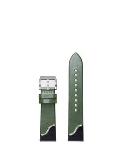 20 mm, 21 mm, 22 mm, modisches Design, Schnellverschluss-Uhrenarmband, Leder-Uhrenarmband (Color : Black Green W S, Size : 20mm) von WUURAA