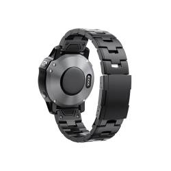 22mm 26mm Quick Fit Titan Metall Uhrenarmband Armband for Garmin Fenix ​​7X 7 6X Pro 5X Plus/Instinct/Epix Armband (Color : Black, Size : 22mm) von WUURAA