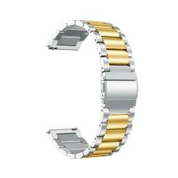 22mm Edelstahlband for Samsung Galaxy Watch3 45mm 46mm 20mm Metallarmband for Watch 3 41mm Galaxy 42mm Active 1 2 (Color : Silver-Gold, Size : For Active 2 40 44mm) von WUURAA