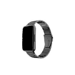 Edelstahl Armband Schleife Fit for Huawei Honor Band 6 7 8 Metall Frauen Männer Uhr Armband Correa for Huawei uhr Fit 2 Verschluss (Color : Black, Size : For Honor Band 6 7) von WUURAA