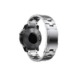 For Garmin 22mm 26mm Quick Fit Titan Metall Uhr Band Armband for Fenix ​​7X 7 6X Pro 5X plus/Instinct/Epix Strap Armband (Color : Silver, Size : 26mm) von WUURAA