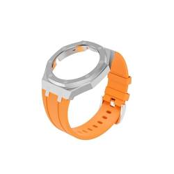 GT Cyber ​​Strap Kit Geeignet for Huawei GT Cyber ​​Watch Case WatchBand Edelstahl Lünette Armband Ersatzarmband Silikon Watch Case Strap (Color : Silver Shell Orange Tape) von WUURAA