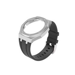 GT Cyber ​​Strap Kit Geeignet for Huawei GT Cyber ​​Watch Case WatchBand Edelstahl Lünette Armband Ersatzarmband Silikon Watch Case Strap (Color : Silver shell black tape) von WUURAA