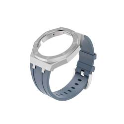 GT Cyber ​​Strap Kit Geeignet for Huawei GT Cyber ​​Watch Case WatchBand Edelstahl Lünette Armband Ersatzarmband Silikon Watch Case Strap (Color : Silver shell dark blue tape) von WUURAA