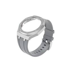 GT Cyber ​​Strap Kit Geeignet for Huawei GT Cyber ​​Watch Case WatchBand Edelstahl Lünette Armband Ersatzarmband Silikon Watch Case Strap (Color : Silver shell gray tape) von WUURAA