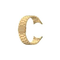Metallarmband, geeignet for Google Pixel Watch, Ersatz-Stahlgürtel mit drei Perlen, SmartWatch-Sportarmband (Color : Gold) von WUURAA