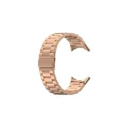 Metallarmband, geeignet for Google Pixel Watch, Ersatz-Stahlgürtel mit drei Perlen, SmartWatch-Sportarmband (Color : Rose gold) von WUURAA