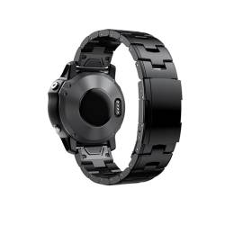 Quick Fit Titan-Metall-Uhrenarmband 20 mm 22 mm 26 mm for Garmin Fenix ​​7X 7 Solar / 6 Pro / 5 Plus/Instinct/epix Gen 2/Fenix ​​5/6S (Color : Black, Size : 22mm) von WUURAA