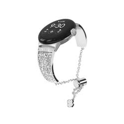 Verstellbares Kettenarmband for Samsung Galaxy Watch 6 5/Pro 4 Classic Band 45 mm 40 mm 44 mm Diamantarmband 43 mm 47 mm 42 mm 46 mm Gürtel (Color : Silver, Size : For Galaxy Watch5 44) von WUURAA