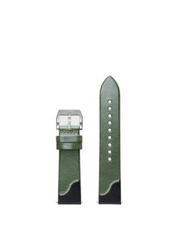 WUURAA 20 mm, 21 mm, 22 mm, modisches Design, Schnellverschluss-Uhrenarmband, Leder-Uhrenarmband (Color : Black Green G S, Size : 20mm) von WUURAA