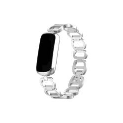 WUURAA Edelstahlarmband, passend for Fitbit Luxe, Ersatzarmband, Sonderedition, Zubehör, Uhr, Correa-Metallarmband (Color : Sliver, Size : For Fitbit Luxe) von WUURAA