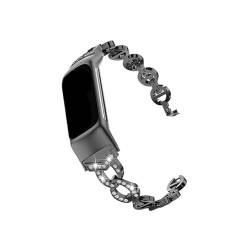 WUURAA Frauen Mädchen Metall Legierung Uhr Band Schleife for Fitbit Gebühr 6 5 Mode Armband Armband Armband for Fitbit Gebühr 5 6(Color:Black) von WUURAA