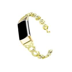 WUURAA Frauen Mädchen Metall Legierung Uhr Band Schleife for Fitbit Gebühr 6 5 Mode Armband Armband Armband for Fitbit Gebühr 5 6(Color:Gold) von WUURAA
