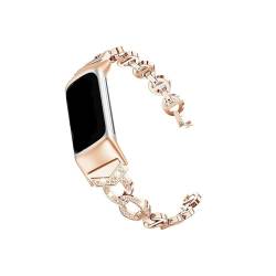 WUURAA Frauen Mädchen Metall Legierung Uhr Band Schleife for Fitbit Gebühr 6 5 Mode Armband Armband Armband for Fitbit Gebühr 5 6(Color:Rose Gold) von WUURAA