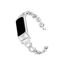 WUURAA Frauen Mädchen Metall Legierung Uhr Band Schleife for Fitbit Gebühr 6 5 Mode Armband Armband Armband for Fitbit Gebühr 5 6(Color:Silver) von WUURAA