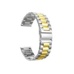 WUURAA Geeignet for Fitbit Versa 4 3 2 /Versa Lite/Sense/Sense 2 Band Edelstahl-Metallarmband mit Display-Schutzhülle (Color : Silver+Gold, Size : Versa2) von WUURAA