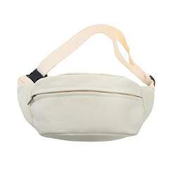 WUURAA Hüfttasche Canvas Fanny Pack Große Kapazität Sport Gürteltasche Brusttasche für Teenager Unisex Crossbody Hüfttasche Umhängetasche, beige von WUURAA