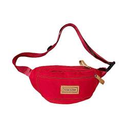 WUURAA Hüfttasche Nylon Fanny Pack Große Kapazität Sport Gürteltasche Brusttasche für Teenager Unisex Crossbody Hüfttasche Umhängetasche, rot von WUURAA
