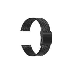 WUURAA Metall-Uhrenarmbänder aus Edelstahl, 14 mm, 16 mm, 18 mm, 20 mm, 22 mm, gewebtes Mesh-Schnellverschluss-Armband for Damen und Herren (Color : Black, Size : 14mm) von WUURAA