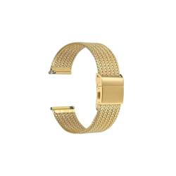 WUURAA Metall-Uhrenarmbänder aus Edelstahl, 14 mm, 16 mm, 18 mm, 20 mm, 22 mm, gewebtes Mesh-Schnellverschluss-Armband for Damen und Herren (Color : Gold, Size : 20mm) von WUURAA