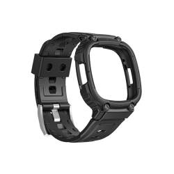 WUURAA TPU-Bandgehäuse, geeignet for Fitbit Versa 4 3, Damen und Herren, Sportuhr, Armbandschlaufe, geeignet for Fitbit Sense 2 Ersatz (Color : Black, Size : For Fitbit Versa 4) von WUURAA