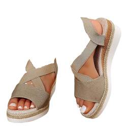 WXQNBBT Dotmalls Women's Comfy Orthotic Sandals - Summer Flat Wedge Heel Fish Mouth Casual Women'S Sandals (Khaki,43) von WXQNBBT